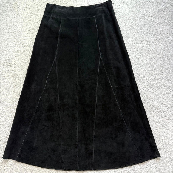 VTG VALERIE STEVENS SEPARATES SUEDE 100% Leather Long Midi A-LINE SKIRT Sz 10 - Picture 1 of 10